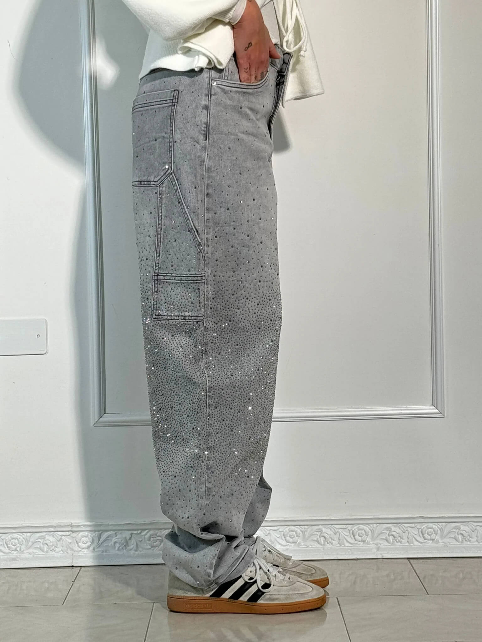 Jean Large Brillant | Denim | Coupe Oversize Scintillante