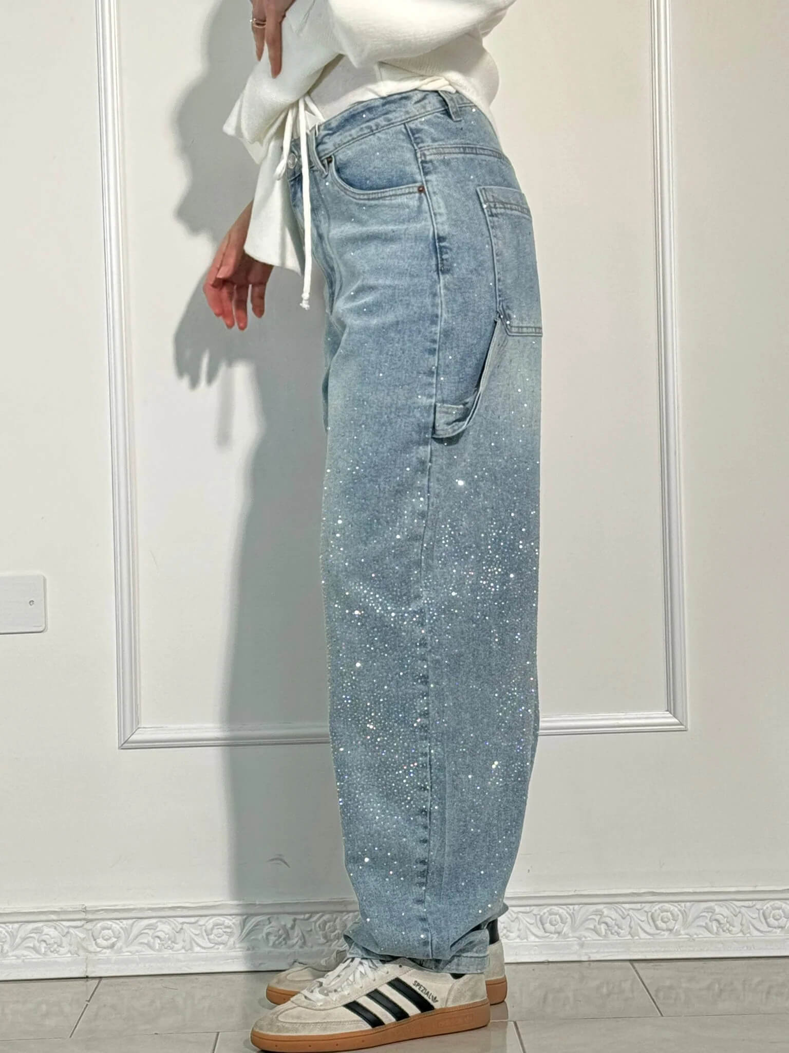 Jean Large Brillant | Denim | Coupe Oversize Scintillante