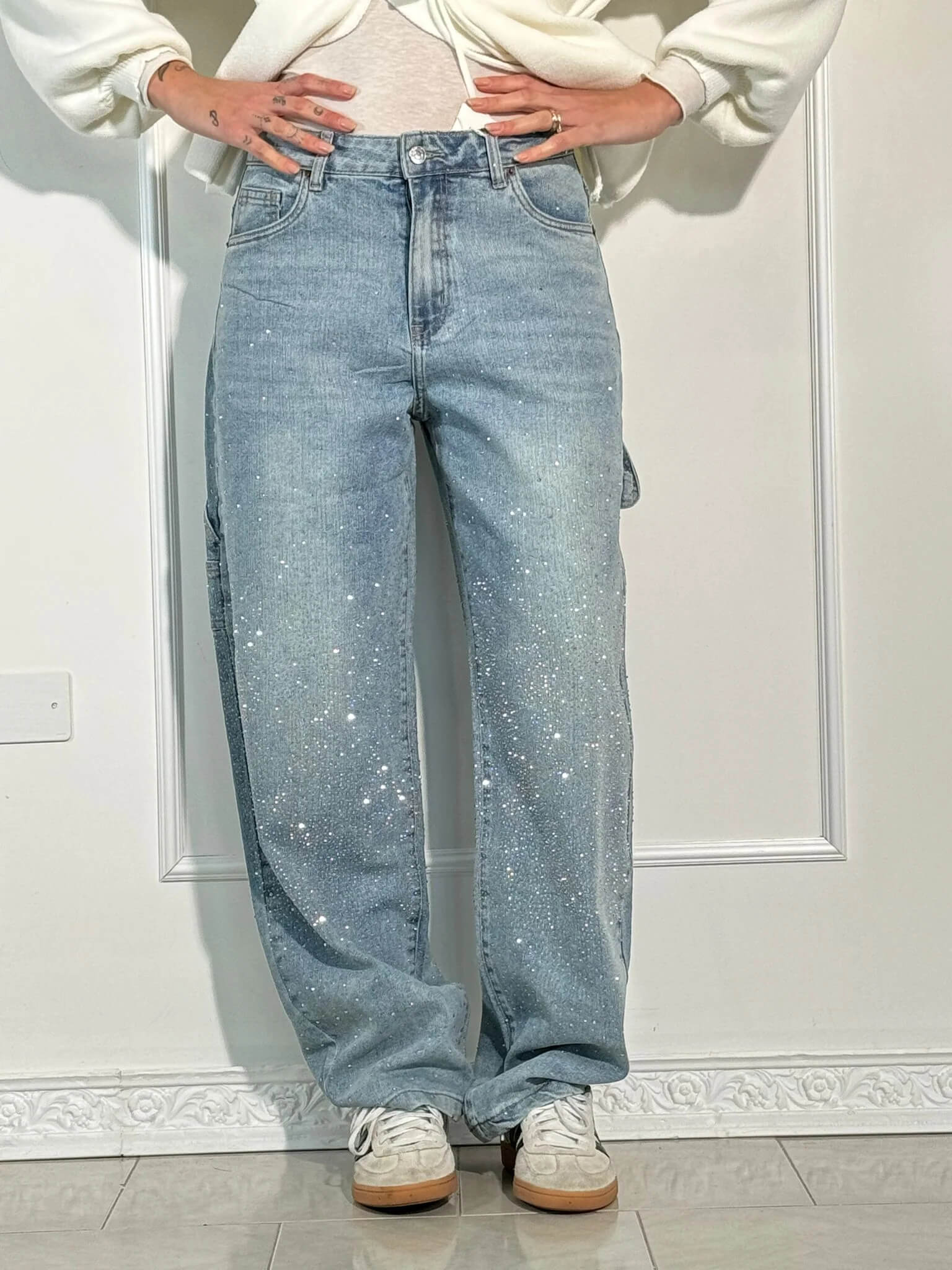 Jean Large Brillant | Denim | Coupe Oversize Scintillante
