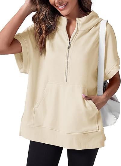 Sweat à Capuche Zippé | Confort & Décontracté | Manches Courtes