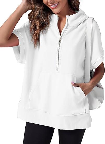 Sweat à Capuche Zippé | Confort & Décontracté | Manches Courtes
