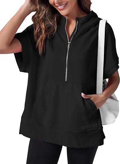 Sweat à Capuche Zippé | Confort & Décontracté | Manches Courtes