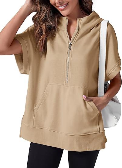 Sweat à Capuche Zippé | Confort & Décontracté | Manches Courtes