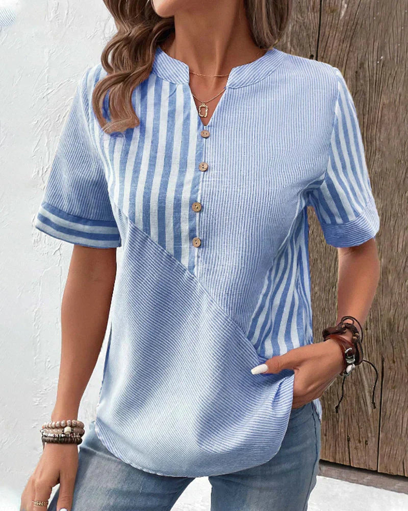 Blouse Rayée Douceur Pastel | Élégance Décontractée