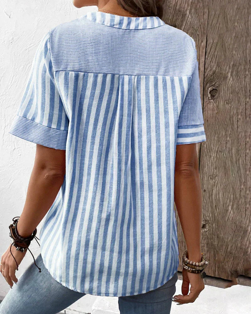 Blouse Rayée Douceur Pastel | Élégance Décontractée