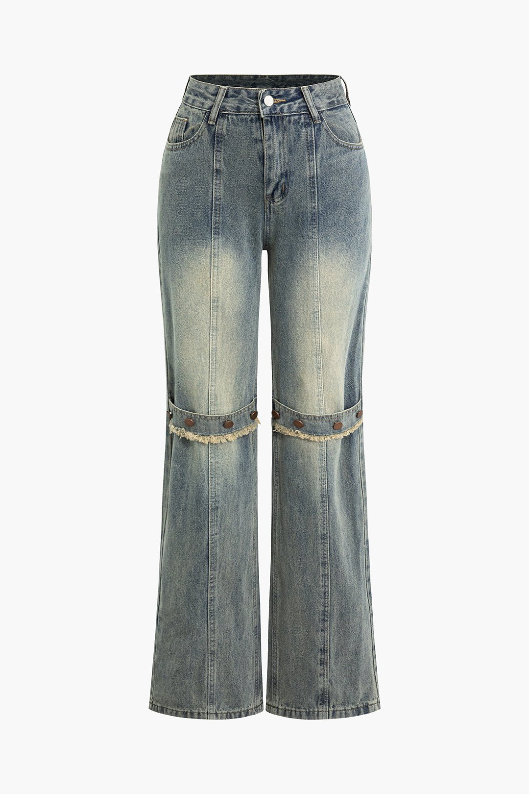 Jean Évasé Délavé à Détails Cloutés | Esprit Vintage